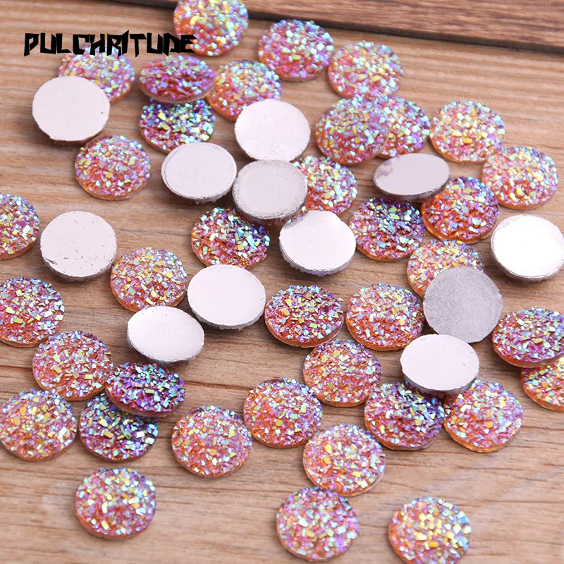 New Fashion 40pcs 12mm Mix Colors Natural Ore Style Flat Back Resin Cabochons For Bracelet Earrings Accessories