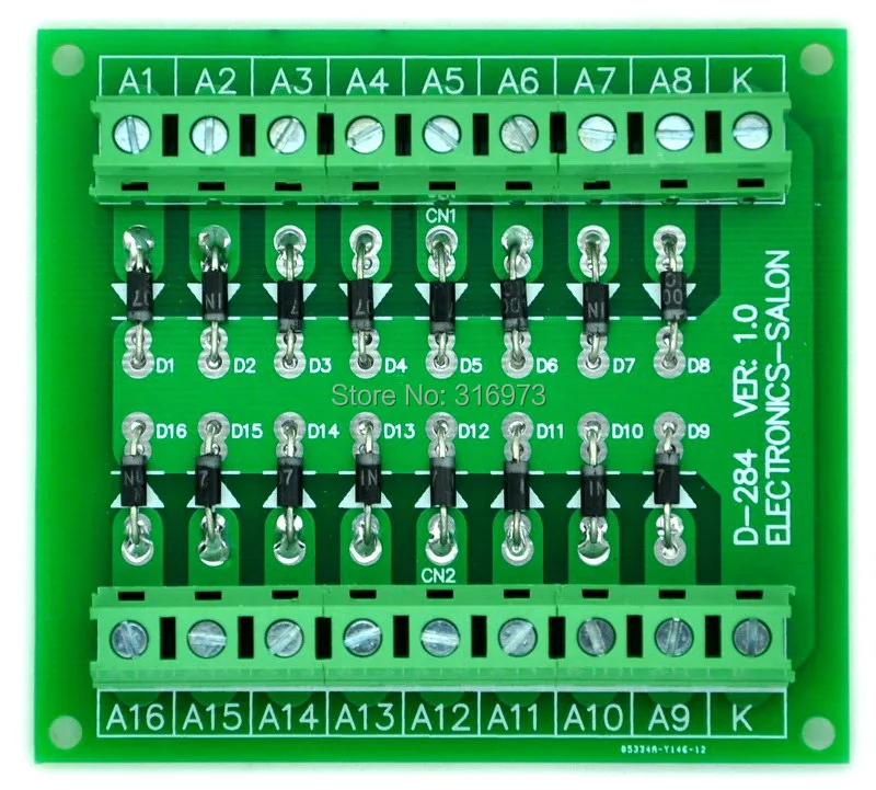 1 Amp 1000V Common Cathode 16 Diode Network Module, 1N4007.