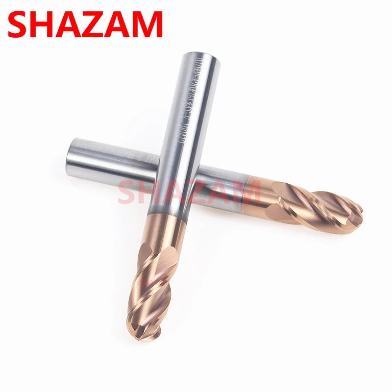 Milling Cutter Hrc58 Ball Nose Alloy 4Flute Blade Tungsten Steel Tools Cnc Maching SHAZAM Wholesale Top Machine Cutter For Steel