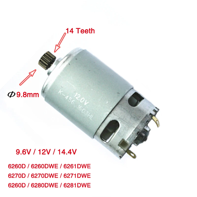 14 Teeth DC 9.6V/12V/14.4V Motor Replacement for MAKITA 6260D 6260DWE 6270D 6270DWE 6271DWE 6271D 6270DWPE 6280D MOTOR