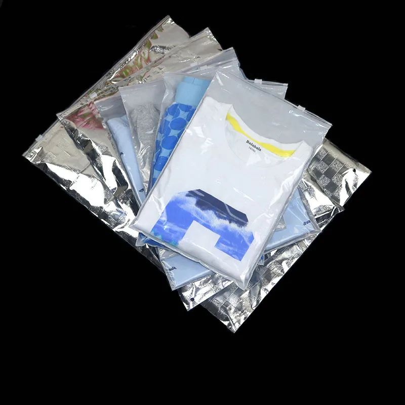 Clear & Aluminizing Clothing Storage Packaging Zipper Plastic Pouch Matte Reusable Zip Lock Garment Package Dress Self Seal Bags