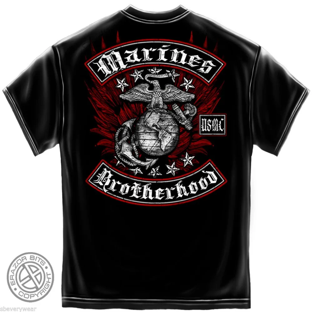 Marine Corps T Shirt Usmc Biker Rockers American Eagle Usa Black Tee Newest 2019 Men'S Fashion Print Summer Style Design T-Shirt