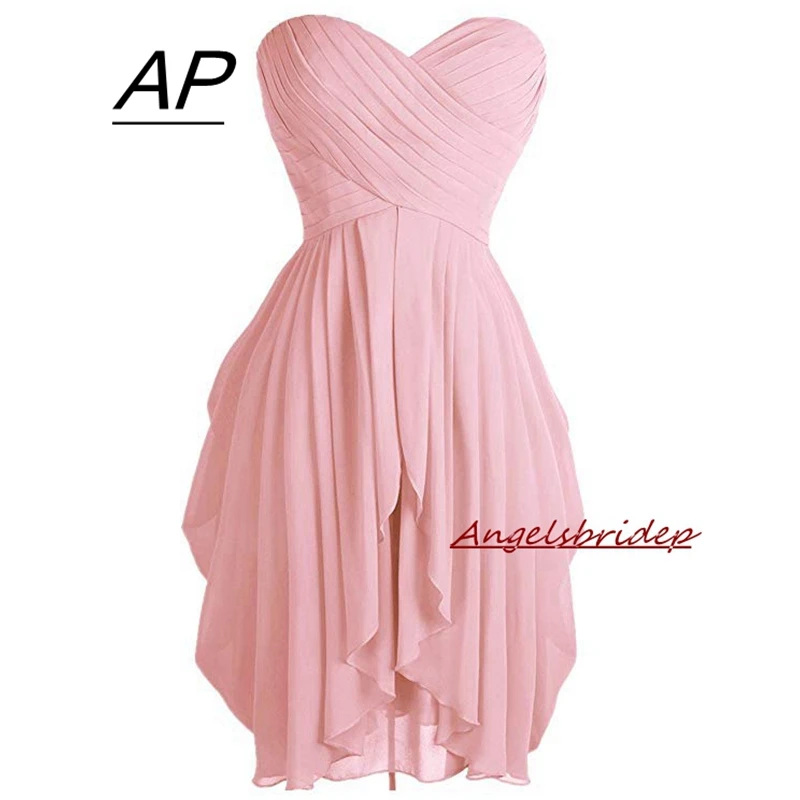 ANGELSBRIDEP Người Yêu Cocktail Ngắn Áo Voan Pleat Homecoming Đầm Nhân Dịp Đặc Biệt Mini Chính Thức Vũ Hội Đảng Bầu