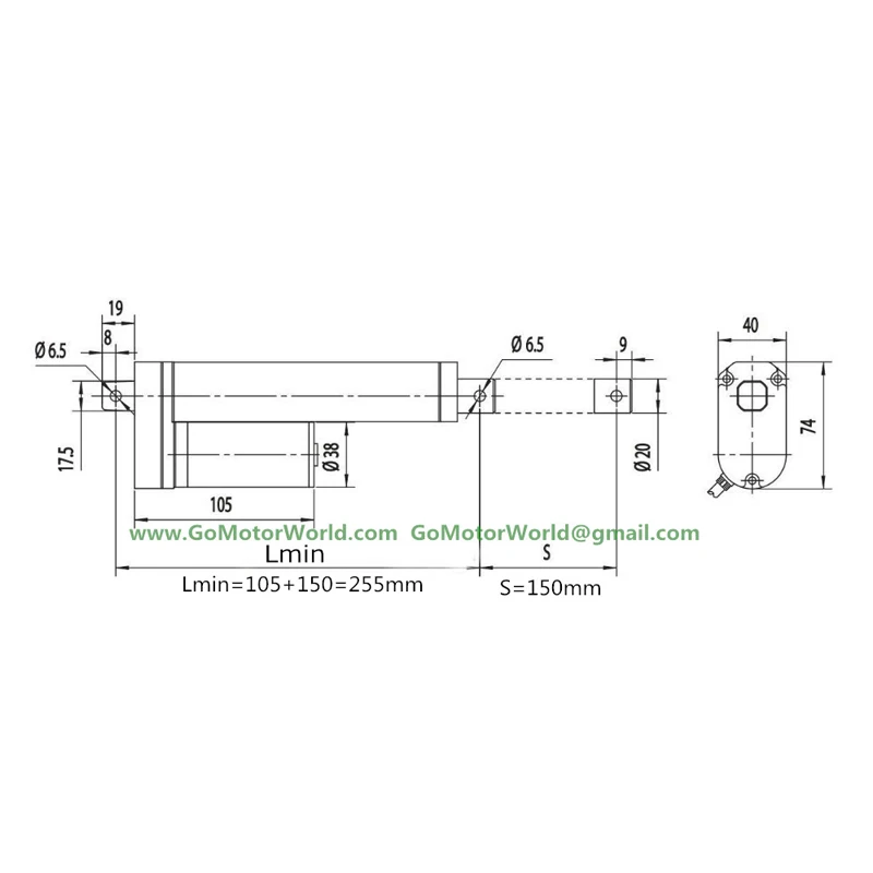 Advanced Waterproof IP65 12V 150mm 6inch stroke 1600N 160KG 352LBS load 6mm per sec speed electric industry linear actuator