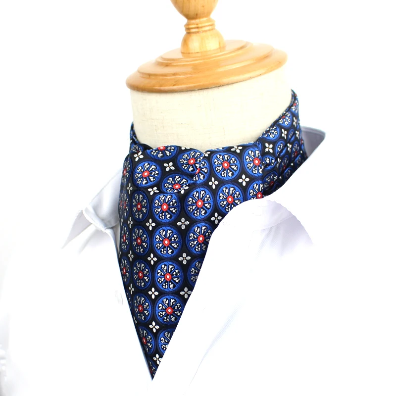 Corbatas clásicas de moda para hombre, corbata Vintage Jacquard Ascot para fiesta, caballero británico, corbata de cuello de seda de poliéster