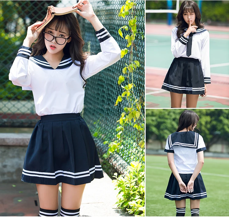 Uniforme escolar japonês para meninas, gravata de estudante, terno marinheiro, fantasia de mesa, verão