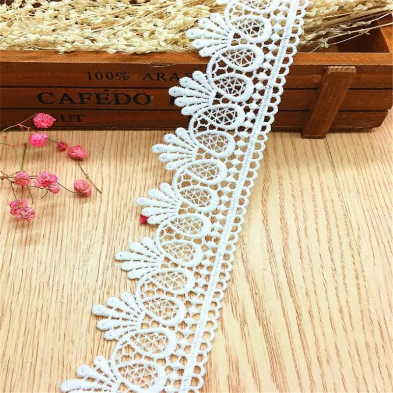 1 Yard White Embroidered Lace Edge Trim Ribbon Applique DIY Sewing Craft Crochet Fabric Edging Trimmings Vintage Wedding Dress