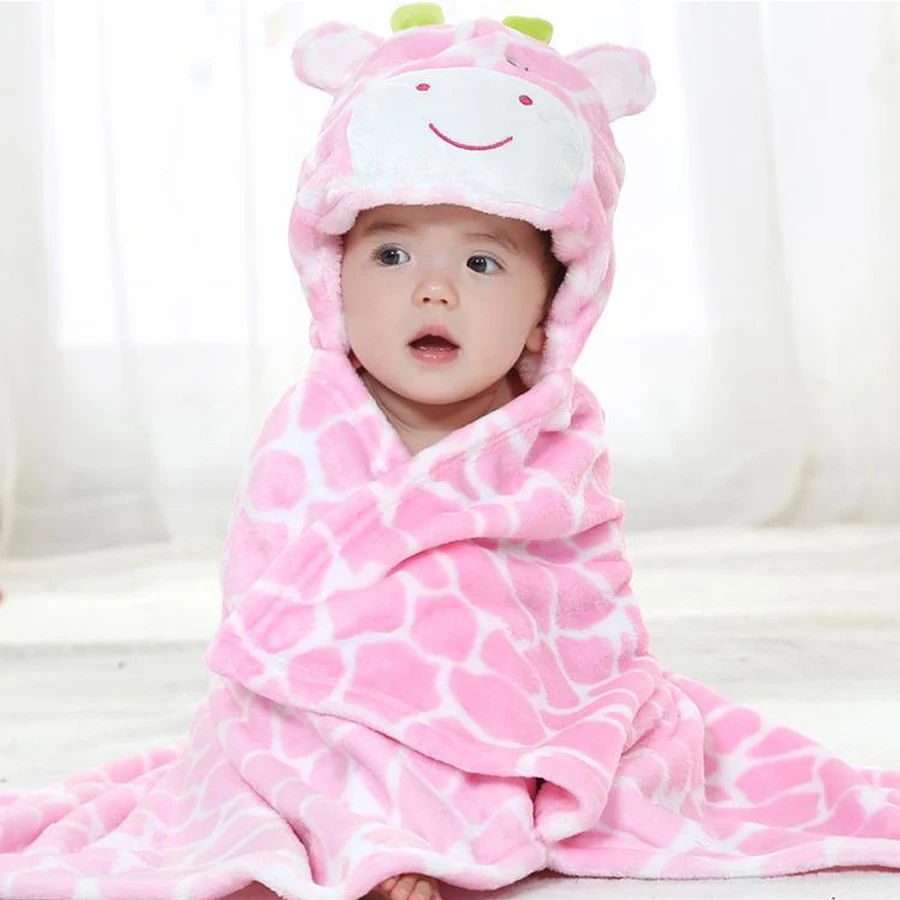 Giraffe Bear shaped Baby Hooded Bathrobe Soft Infant Newborn Bath Towel Blanket DS49