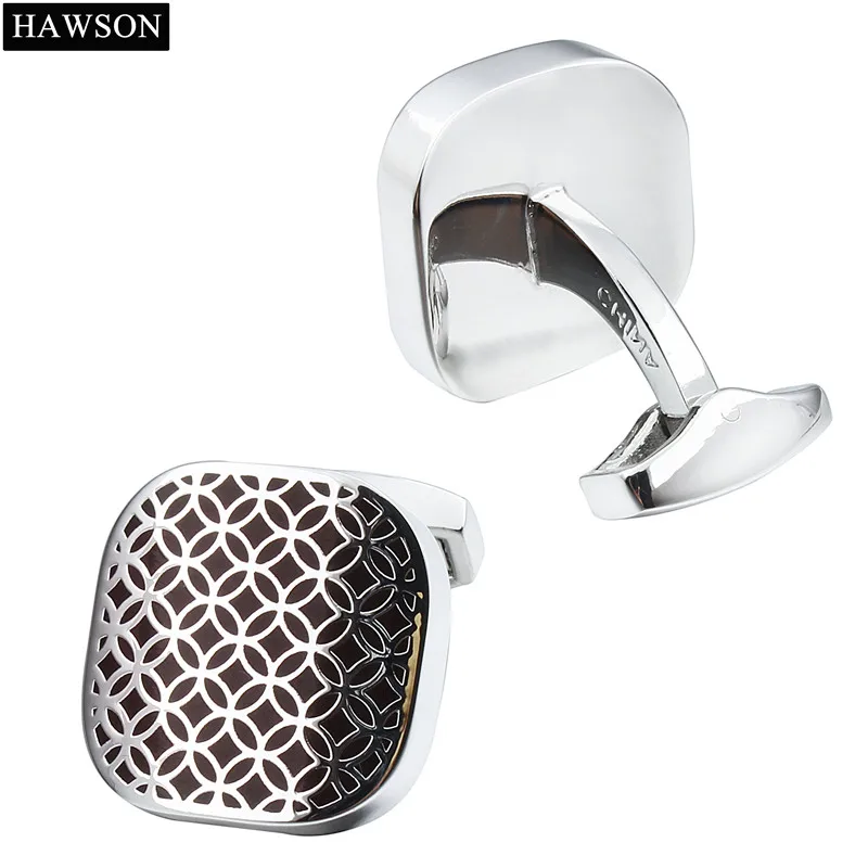 HAWSON Mens Square Enamel Fashion Cufflinks for Wedding  christmas Best jewelry and accessories   Gift with Box