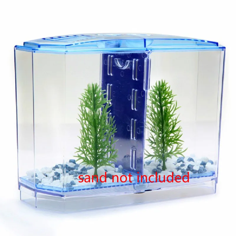 2 Size Acrylic Mini Aquarium Betta Fish Tank Aquarium Incubator Isolation Hatchery Mini Fish Bowl Reptile Cage Turtle House