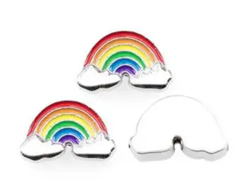 (20,50)PCS/lot 8MM Rainbow Slide Charms Fit For 8mm DIY Leather Wristband Keychains Fashion Jewelrys