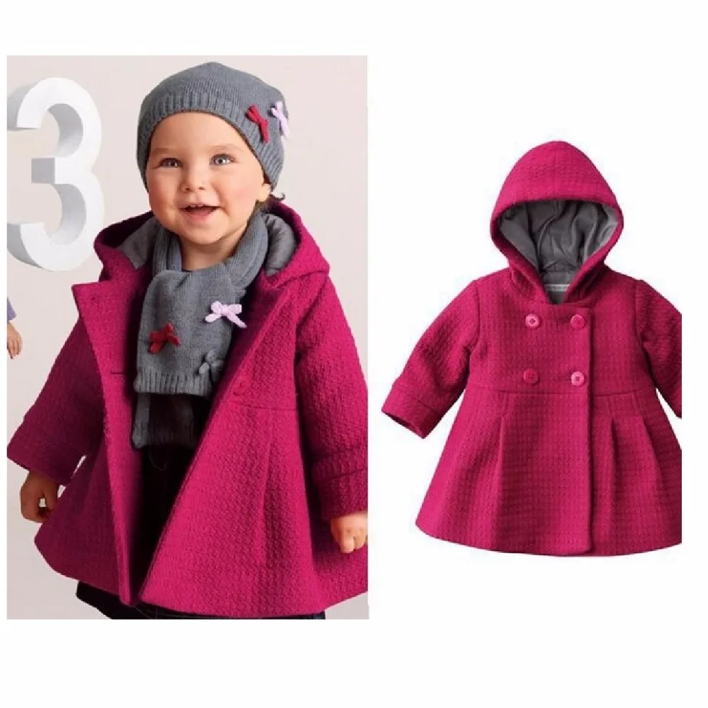 

Red Newborn coat Baby Girls Trench Jacket overcoat Hooded Gown Warm Winter Girl Clothes Poncho Girls Outerwear cloak