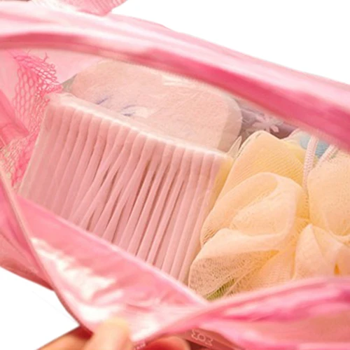 Floral Print Transparent Waterproof Cosmetic bags zip lock Toiletry Bathing Pouch Makeup Bag storage bag closet organizer bag