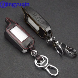 jingyuqin Remote Leather Key Cover Case  Key chain For Startline A9 A8 A6 LCD Key Holder Fob Shell Russian Two Way System Alarm