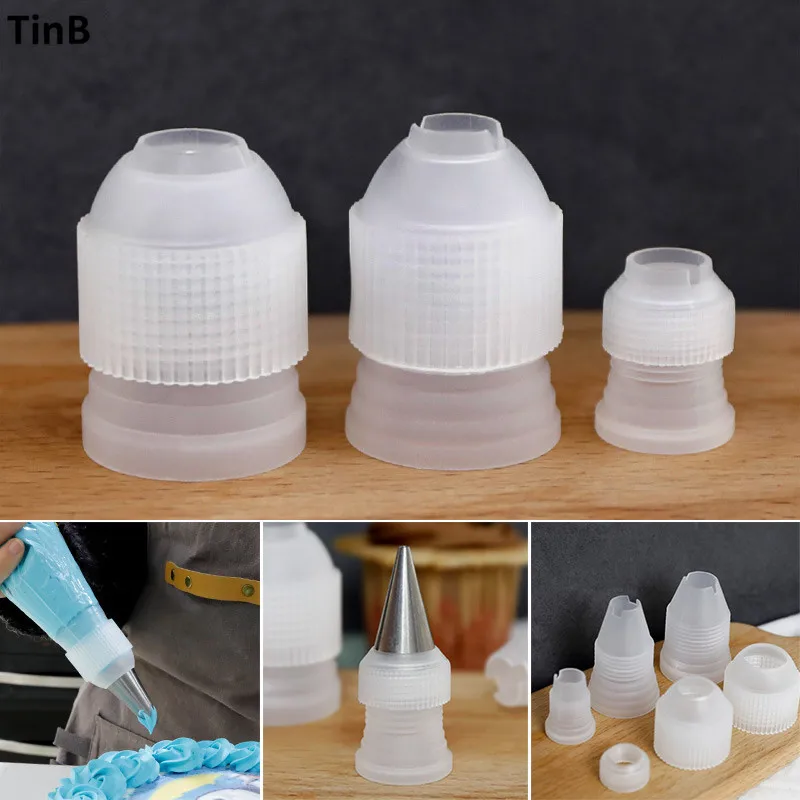 3 pcs S/M/L Plastic Icing piping bag converter adapter set cream nozzle pipeline coupler cake decorating tool for Russian Nozzle