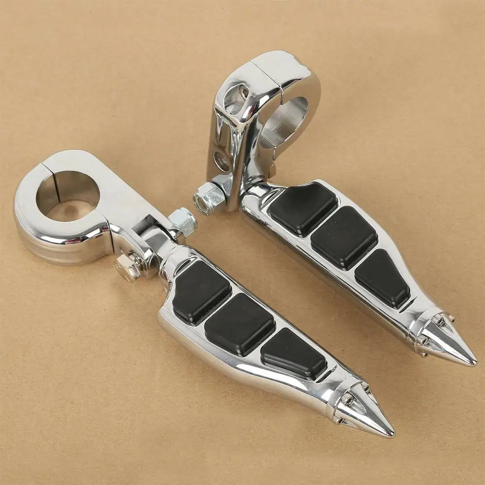 

Motorcycle 1.25" 32mm Stiletto Style Foot Pegs W/ Mount Highway Bar For Harley Softail Dyna FXS Fatboy Sportster