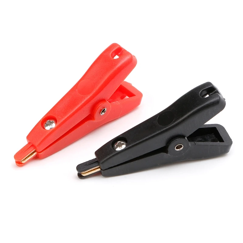 2PCS Copper Plated Gold Two-level test clip Four-Clamp LCR Kelvin Black+Red