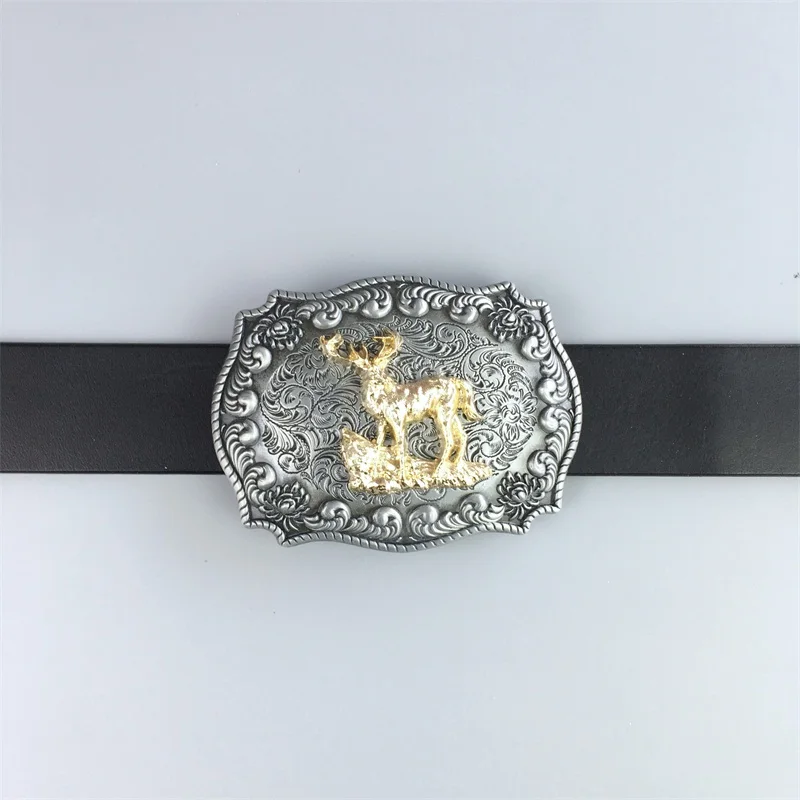 JEAN'S FRIEND New Western Cowboy Rodeo Deer Double Color Belt Buckle also Stock in US BUCKLE-WT134