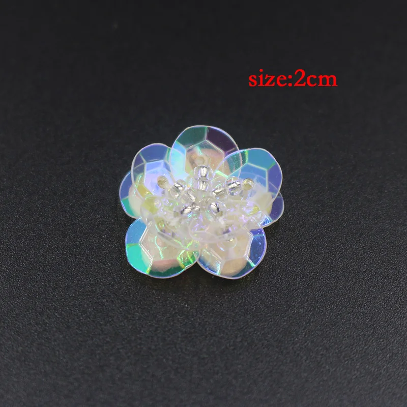 3D handmade Flower Petal  Sequined Appliques  Diy Sewing Apparel Trims Dress Beading Sewing Trims Various Colors 2CM