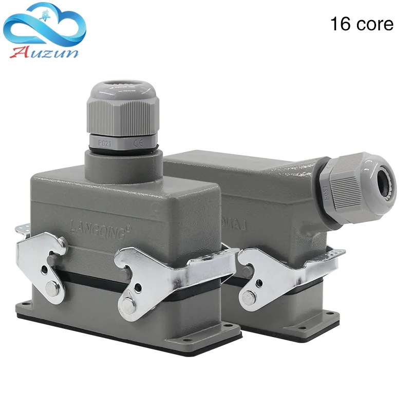 Rectangular H16B - HE - 016-1 heavy 16 pin connector line 16 a500v screw feet of aviation plug on the side