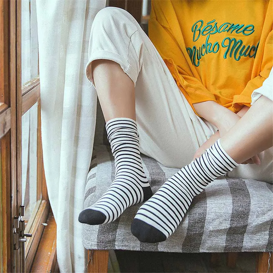 Calcetines de algodón con rayas coloridas para mujer, Medias gruesas y cálidas, largas y divertidas, estilo Harajuku japonés, para otoño e invierno, 1 par