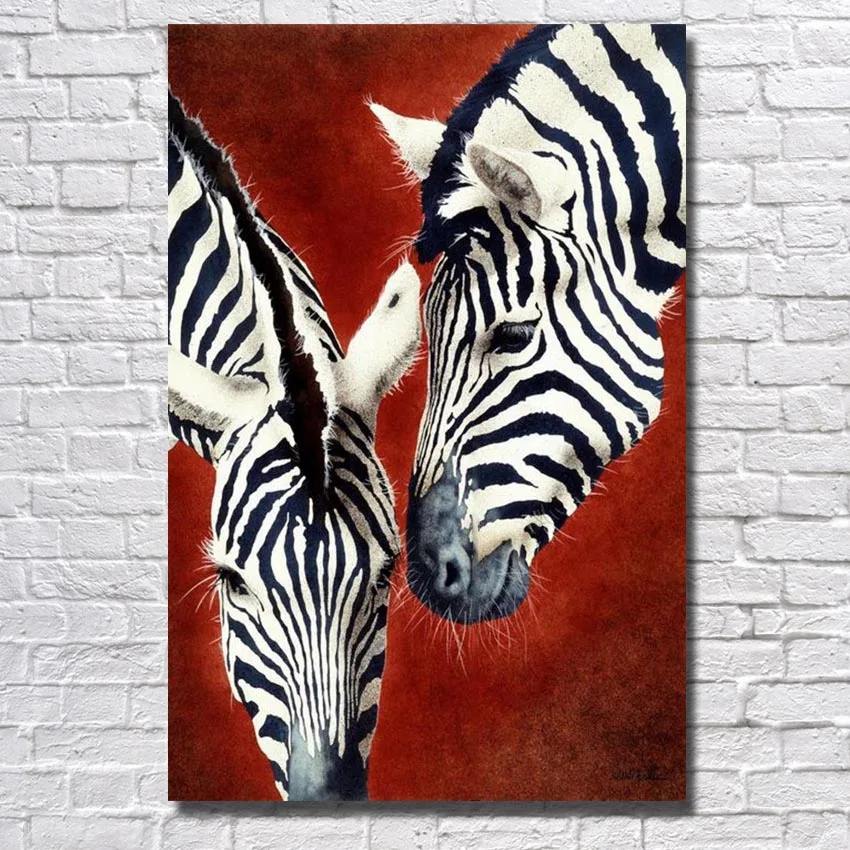 

Quadros handpainted Abstract animal 2 zebras Oil Painting on Canvas Wall art Pictures for Room home Decoration No Frame