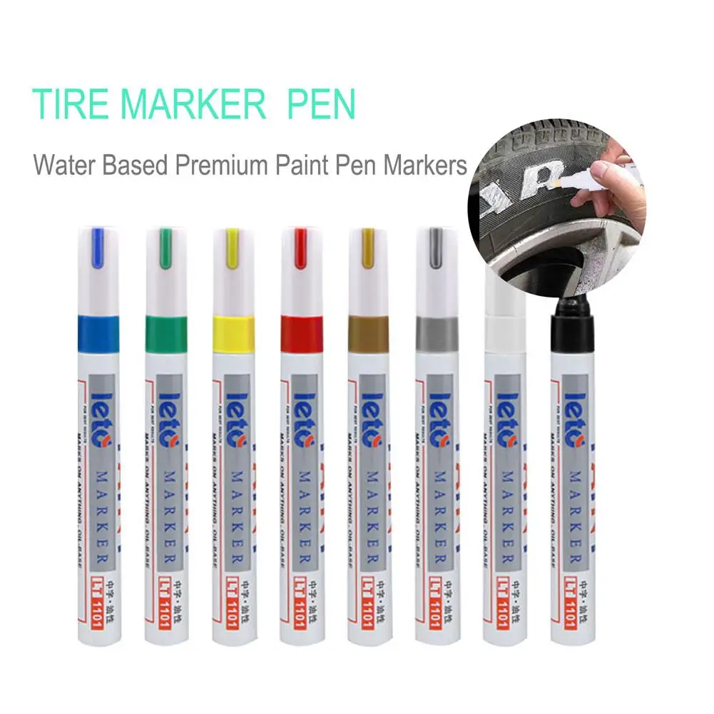 1Pc Auto Wit Band Verf Marker Pennen Waterdichte Permanente Pen Fit Voor Auto Motor Tyre Tread Rubber Metalen