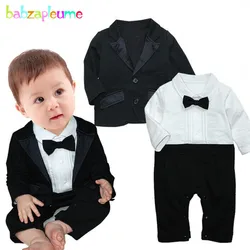 2Piece Spring Fall Toddler Boy Outfits Newborn Baby Clothes fashion Gentleman suit Black coat+Jumpsuit Kids Clothing Sets BC1278