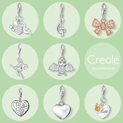 Love Music Treble Clef Bow Witch Bat Ornament Heart Mum Charm Pendant,2019 New Musical Fashion Jewelry 925 Sterling Silver Gift