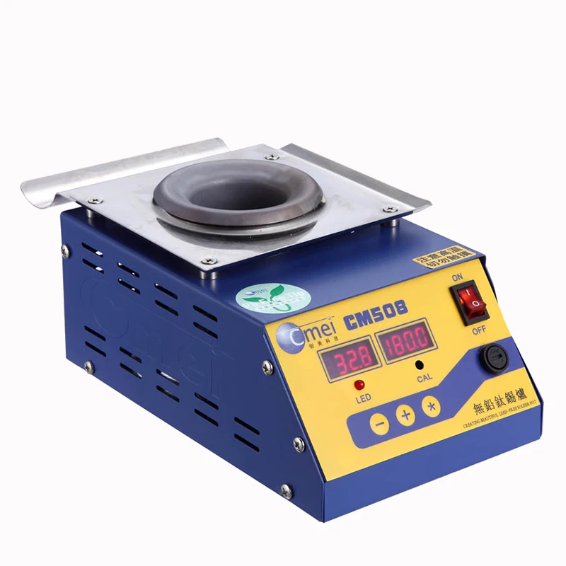 CM-508 Round High Temperature Lead Free Soldering Pot 0-600℃ Titanium Solder Furnace Tin Melting Digital Display 220V 110V 280W