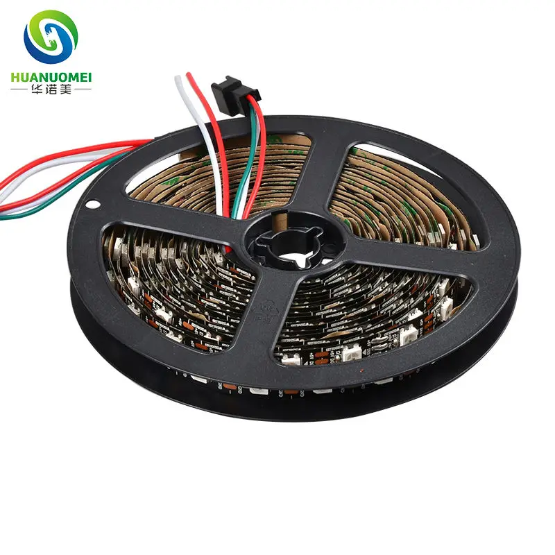 5V 60LEDs/m WS2812B RGB LED Strip WS2812 5050 SMD Pixel Light WS2811 Flexible Tape TV Lamp 5M/Roll Black PCB Non-waterproof IP20