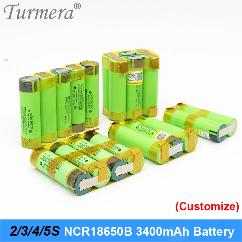 

Turmera 18650 battery 3400mah ncr18650b 12.6v 16.8v 21v battery for screwdriver battery weld soldering strip customize battery