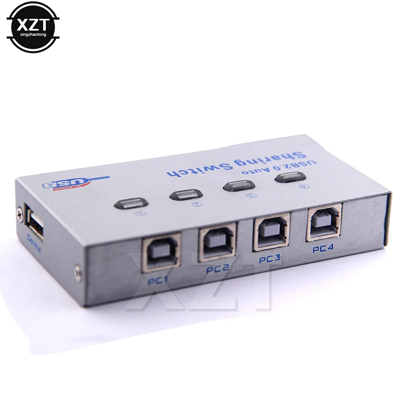 4 Ports USB 2.0 Automatic sharing switch 4 in 1 out USB switcher adapter box selector USB hub for PC scanner printer hot sale