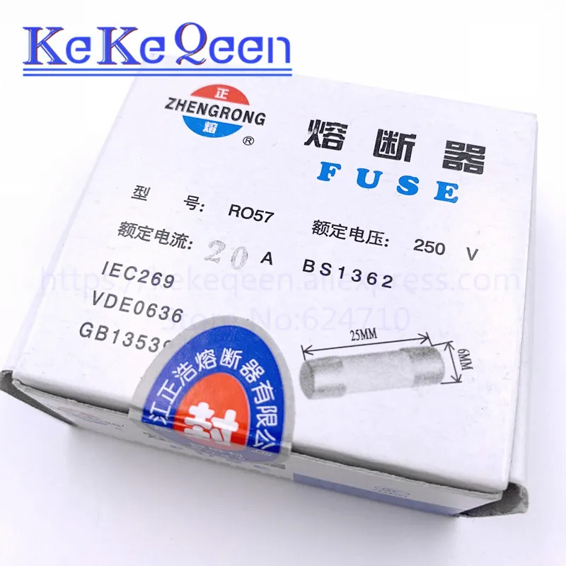 100PCS 6*25mm ceramic fuse 6*25 Ceramic insurance tube 6x25MM 0.5A 1A 2A 3A 5A 6A 7A 8A 10A 15A 20A 25A 250V RO57 fuse BS1362