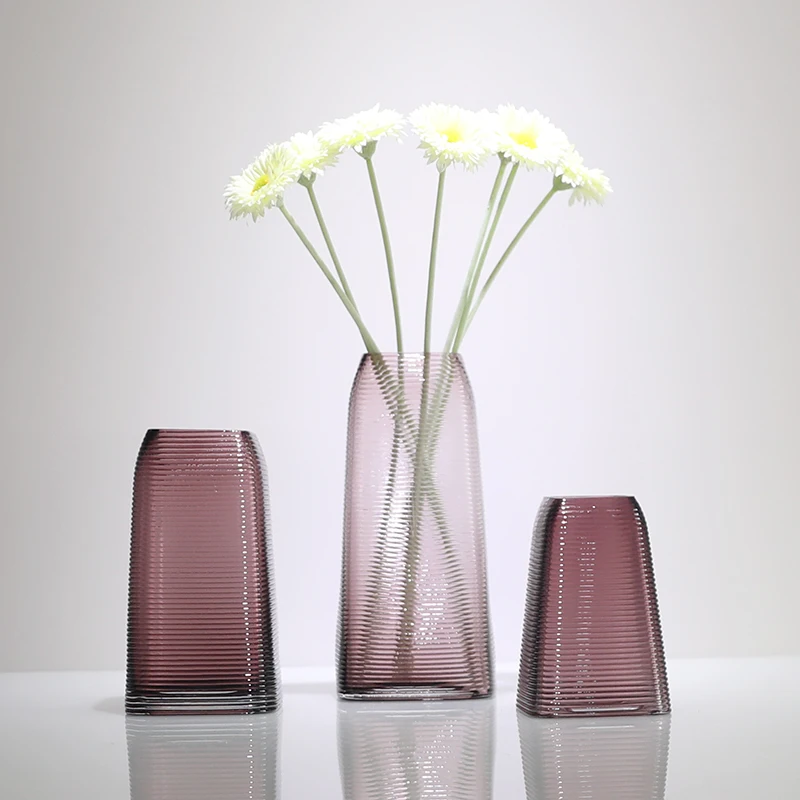 

Modern Pagoda Glass Vase, Terrarium Glass Containers, Cross Striation, Tabletop Flower Vases, Wedding Home Decor Accessories