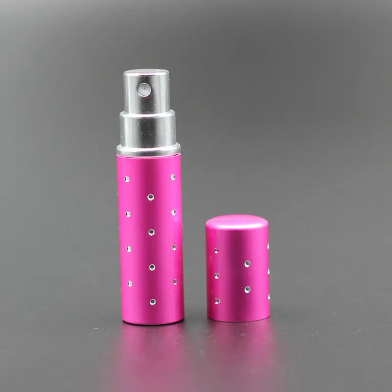 20pcs/Lot 10ml Wholesale Pump Atomizing Spray Perfume Bottle Liquid Aluminium Dot Anodized Compact Glass Refillable Scent Bottle