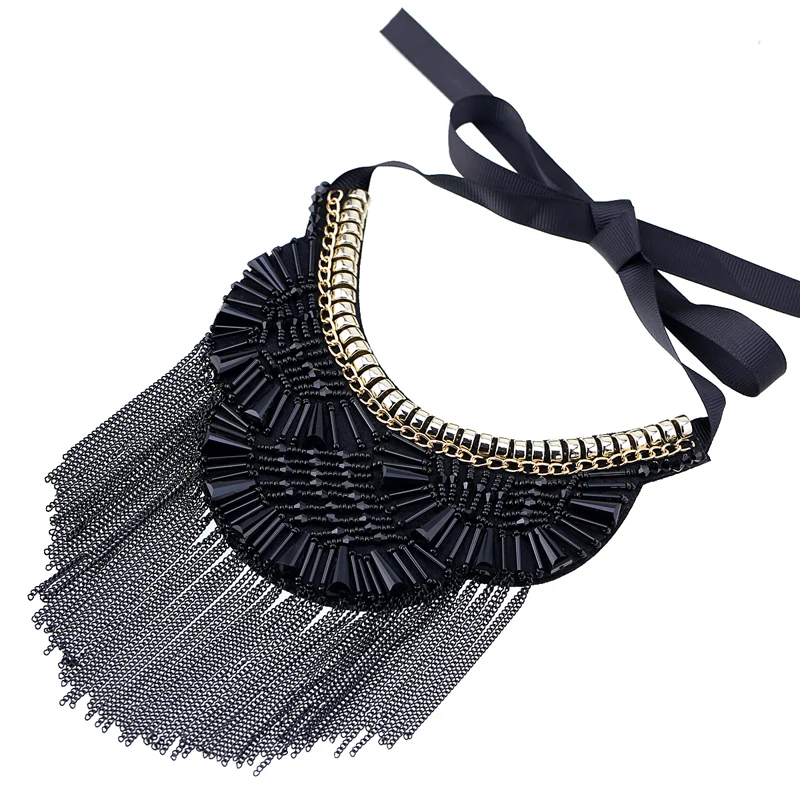 New Arrivals Fashion Fabric Crystal Statement Necklace Pendant Women Girls Chokers Necklace Collar Tassels Necklace Bijoux 1636