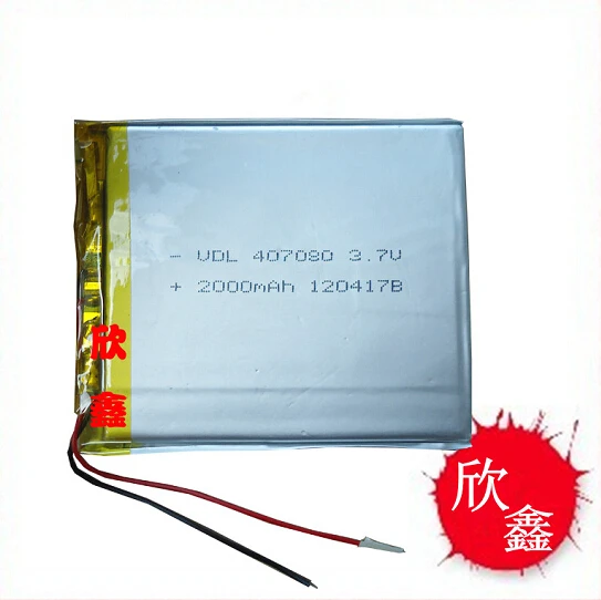 3.7V 2000 mAh Polymer Lithium Battery LiPo For GPS Tablet PC 407080