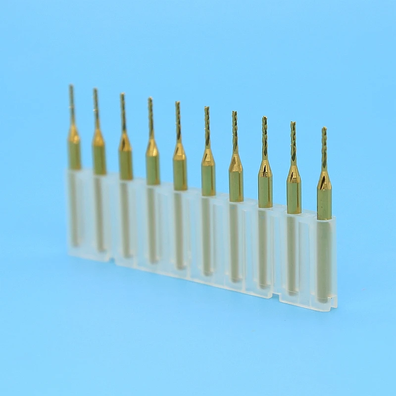 Micro Titanium Coated Wood End Mill Tupia Strawberry Metal Router PCB Drill Bit Power Tool Set 1.0mm--2.0mm  10PCS