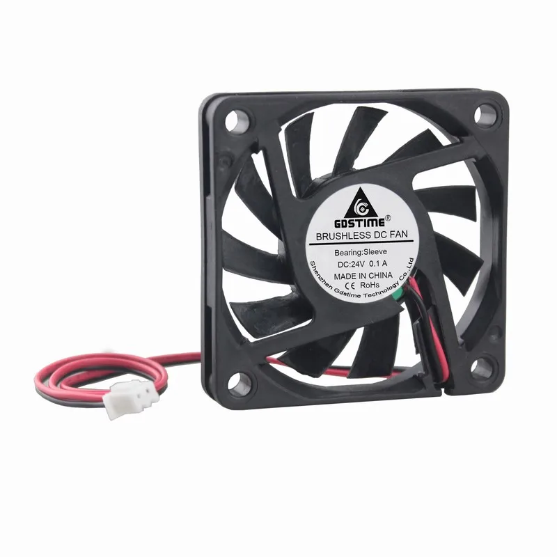 

5 Pcs Gdstime DC 24V 2Pin 60mm x 10mm 6010 Motor CPU Cooler PC Chip Computer Case Cooling Fan 60x60x10mm