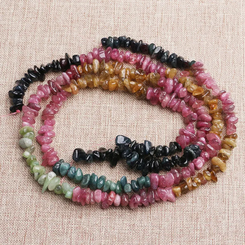 3-5x6-8mm Mixed Color Tourmaline Beads Natural Freeform Chips Stone Beads For Jewelry Making Beads 15'' DIY Beads Trinket