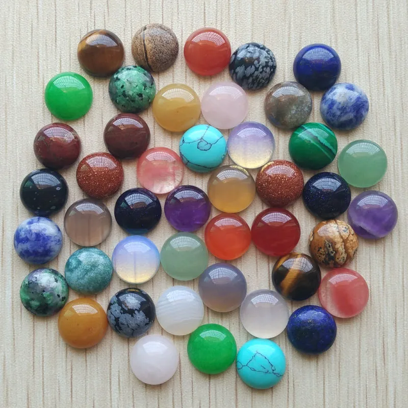 12mm Fashion good quality mixed round CAB CABOCHON natural stone beads for jewelry Accessories making wholesale 50pcs/lot