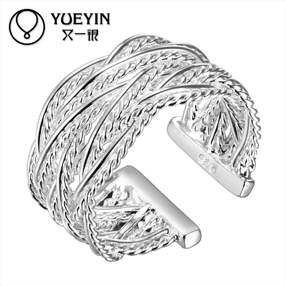 Hollow design Wholesale 925 Sterling Silver wedding rings for women engagement Bridal jewelry Cheap Super Offer Rhinestone