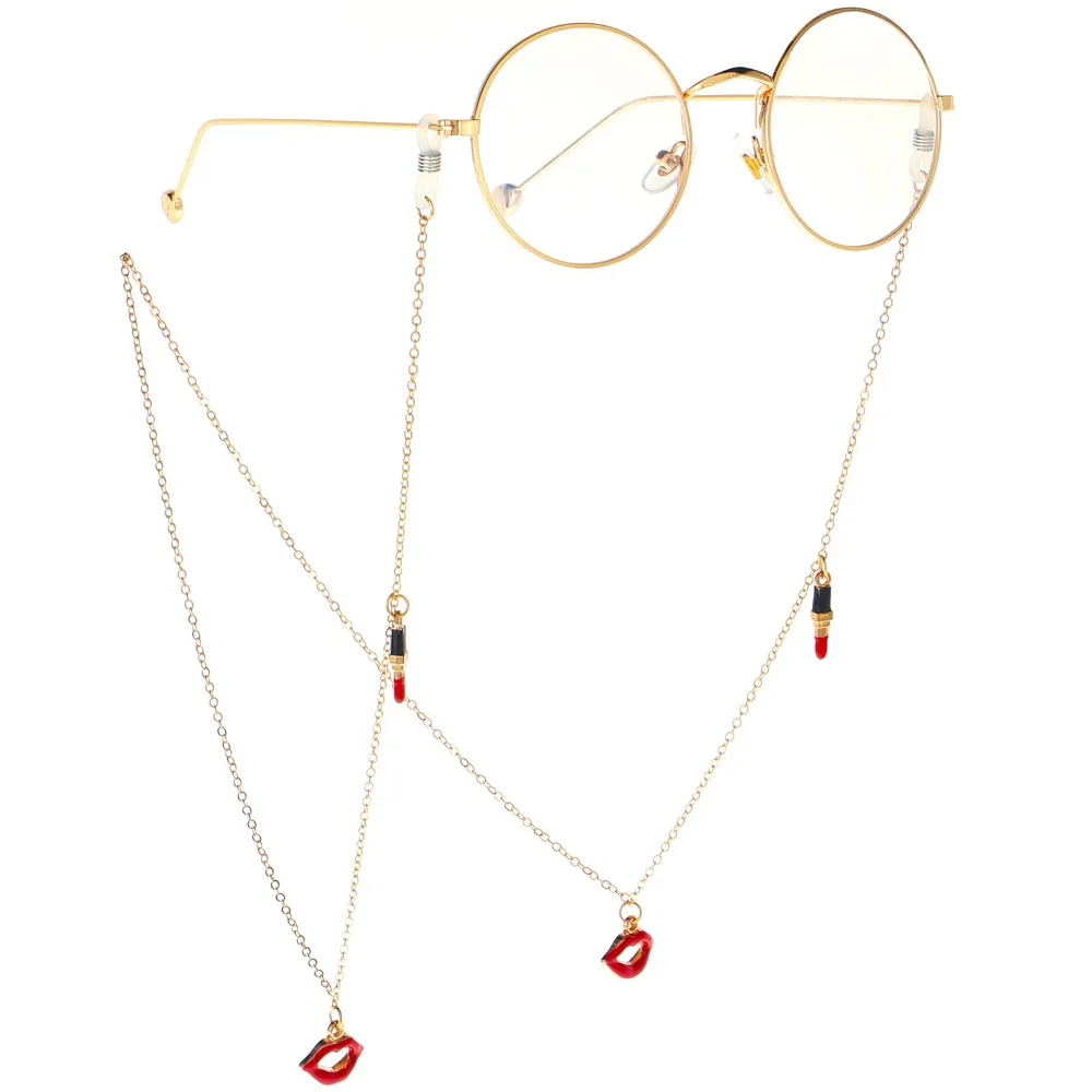 

Reading Glasses Chain Lipstick Lips Sunglasses Holder Neck Strap Rope Ornaments Necklace Convenient Eyeglass Glasses