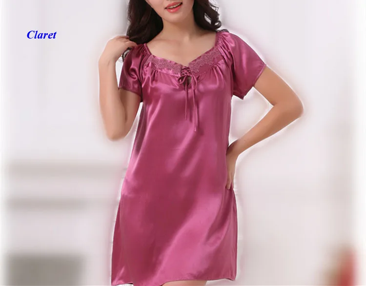 Pure silk crepe satin  square collar loose nightgown,100% silk short sleeve embroidery pleated nightdress women,with gift mask