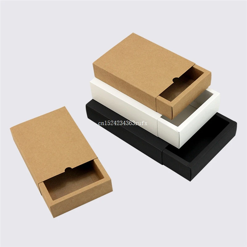 100 pcs Kraft Paper Gift Box Drawer Shape Handmade Soap Packaging Paper Boxes Different Sizes Gift Packaging Box