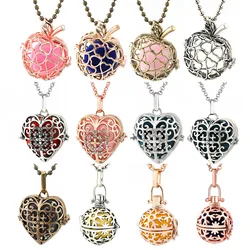 Mexico Chime Heart-Shaped Vintage Locket Necklace Music Ball Pregnancy Necklace For Aromatherapy Essential Oil Pregnant Jewelry