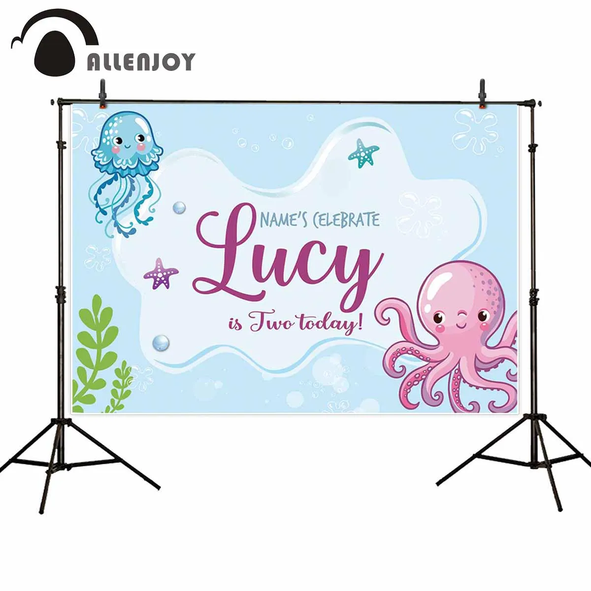 

Allenjoy undersea photography backdrop octopus jellyfish customize party background birthday newborn kid photophone photocall