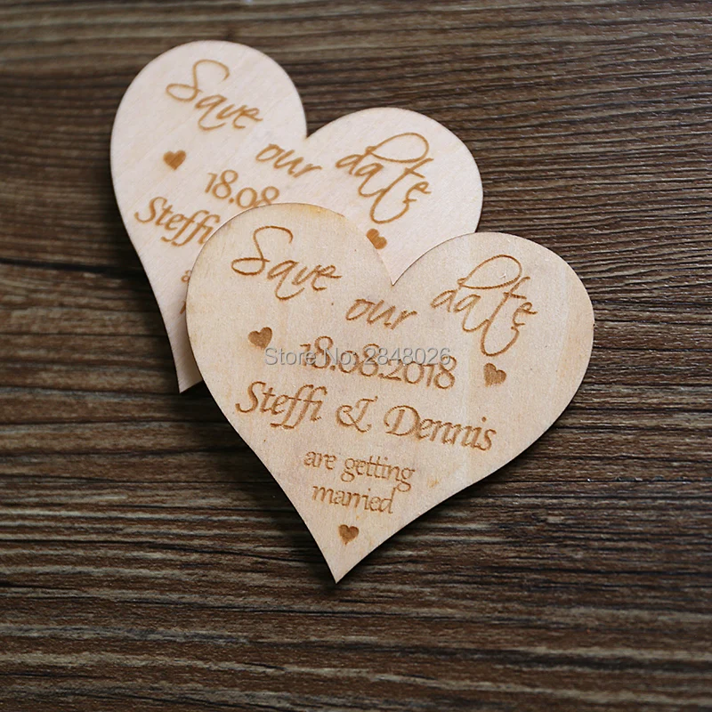 

Heart shape save the date magnet, Wedding favor,Wood save the date magnet