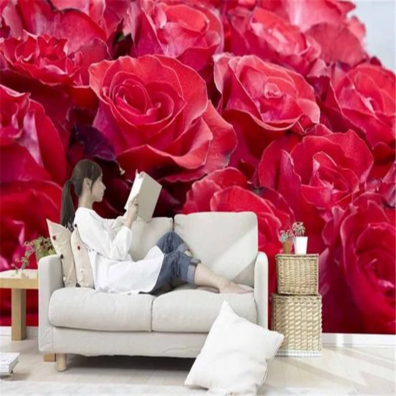 

beibehang 3d customized wall paper red rose 3d wall murals wallpaper for living room room decor wallpapers papel de parede